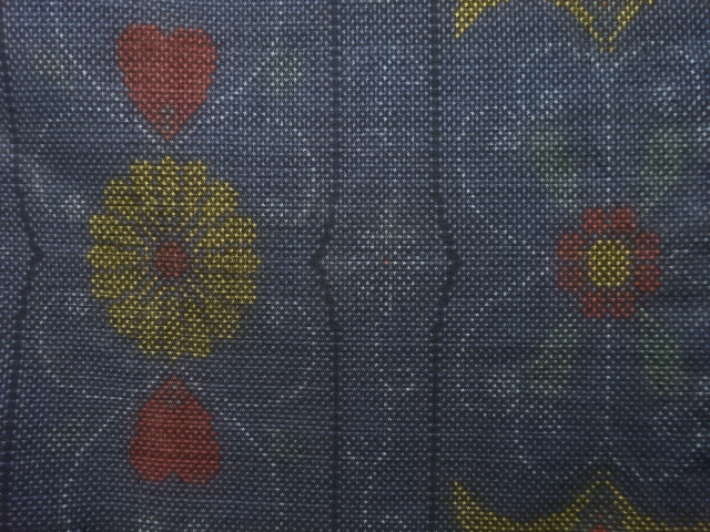 アンティーク　華紋織り出し本場泥大島紬着物(5マルキ)